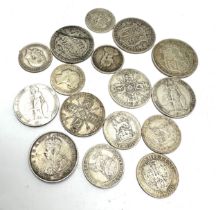 selection of pre 1920 silver coins inc half crowns florins shillings