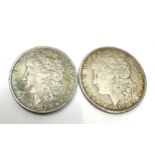 2 x silver morgan dollars 1921 & 1891