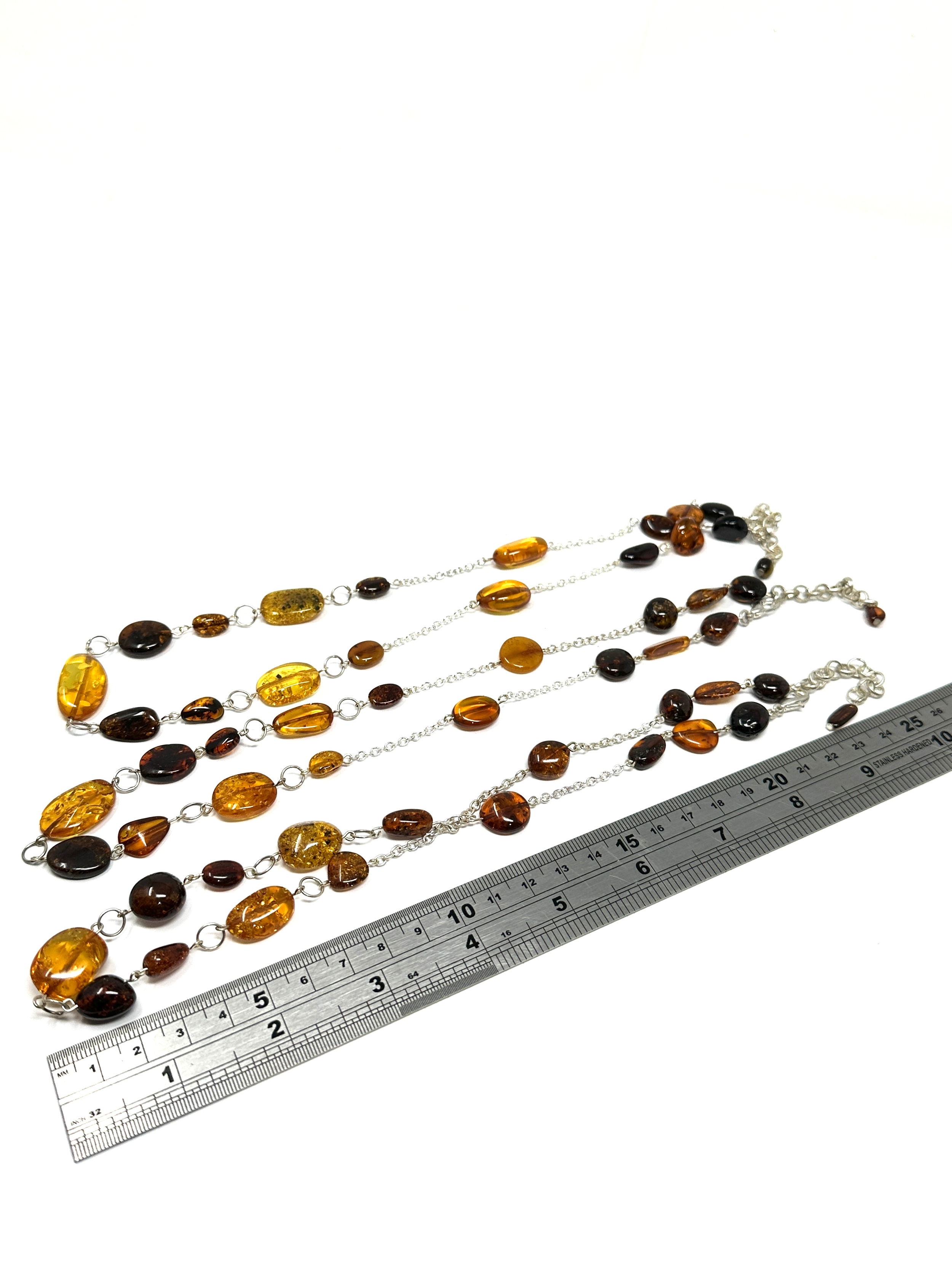 3 silver & amber necklaces weight 48g - Image 3 of 3