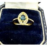 Vintage 18ct gold sapphire & diamond ring weight 2.5g xrt tested as 18ct gold