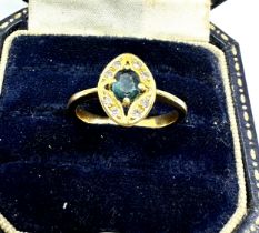 Vintage 18ct gold sapphire & diamond ring weight 2.5g xrt tested as 18ct gold