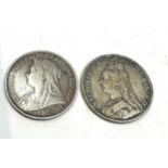 2 victorian crowns 1895 & 1890
