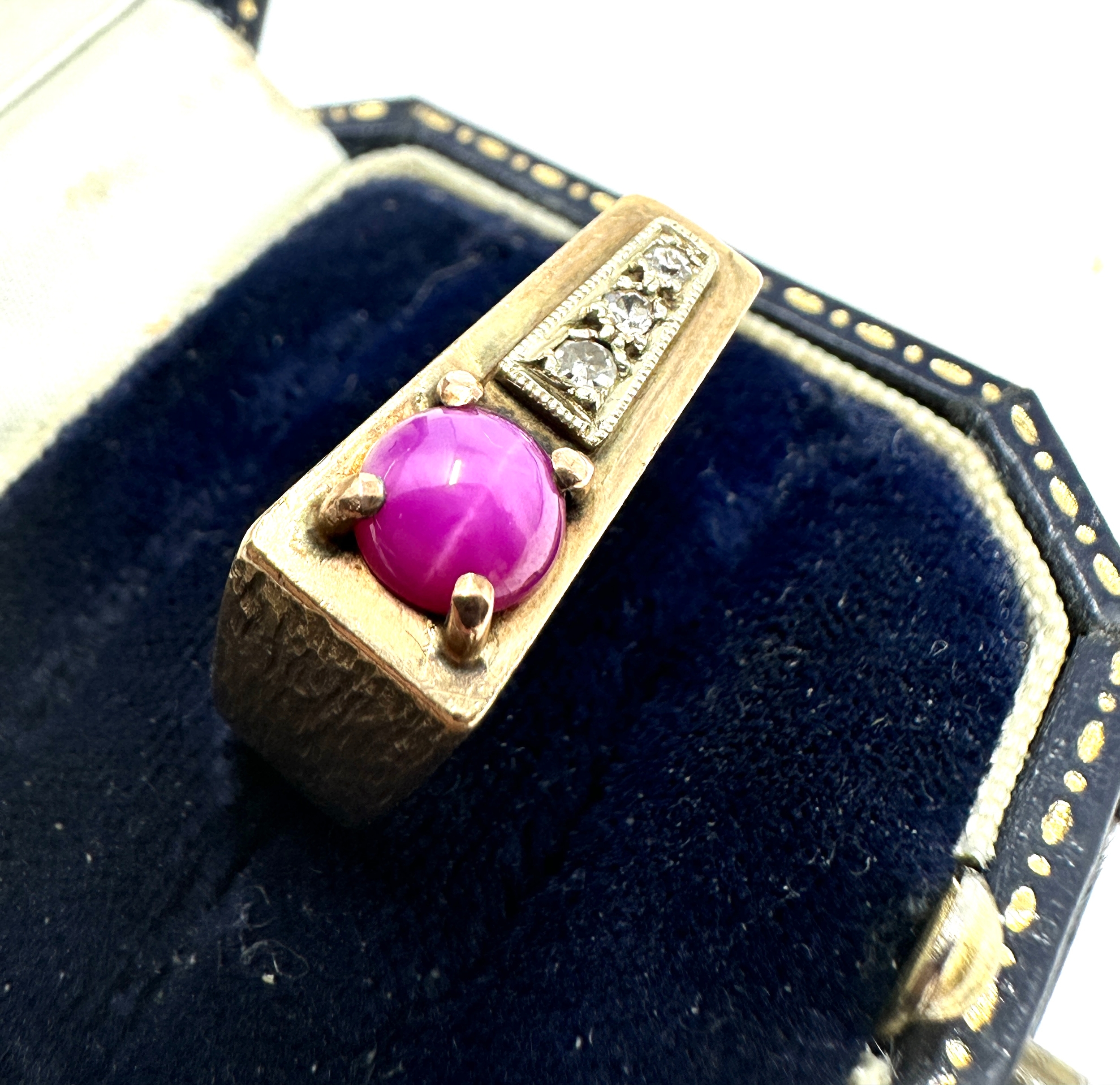 vintage 9ct gold star ruby & diamond ring weight 11g - Image 2 of 4