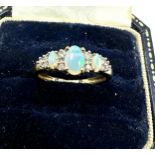 9ct gold opal & diamond ring weight 1.9g