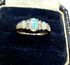 9ct gold opal & diamond ring weight 1.9g