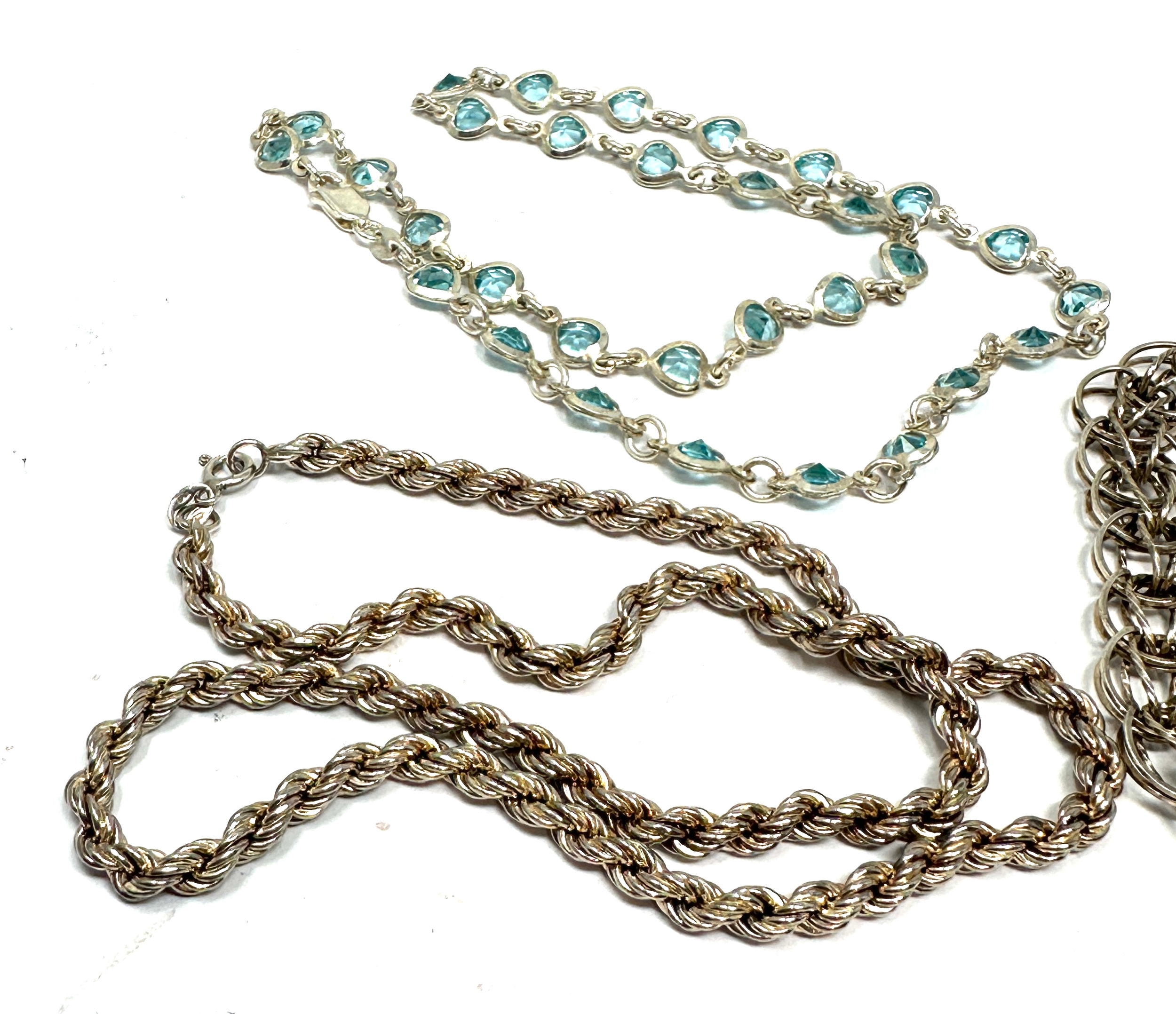 silver necrope twist chain stone set necklace & bracelet weight 30g - Image 2 of 3