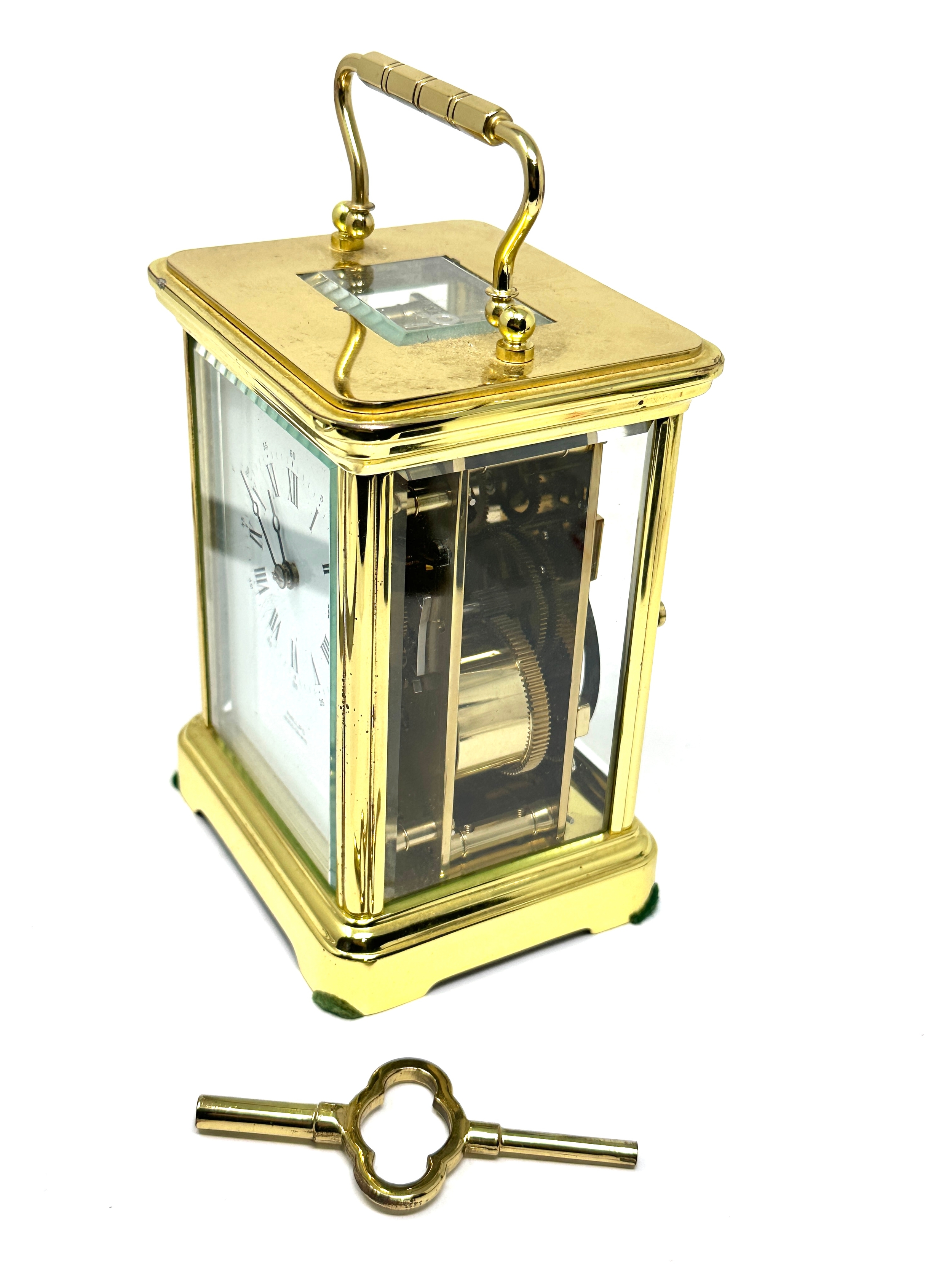 Large striking brass carriage clock measures approx 14cm high comes with key the clock is ticking - Image 2 of 4