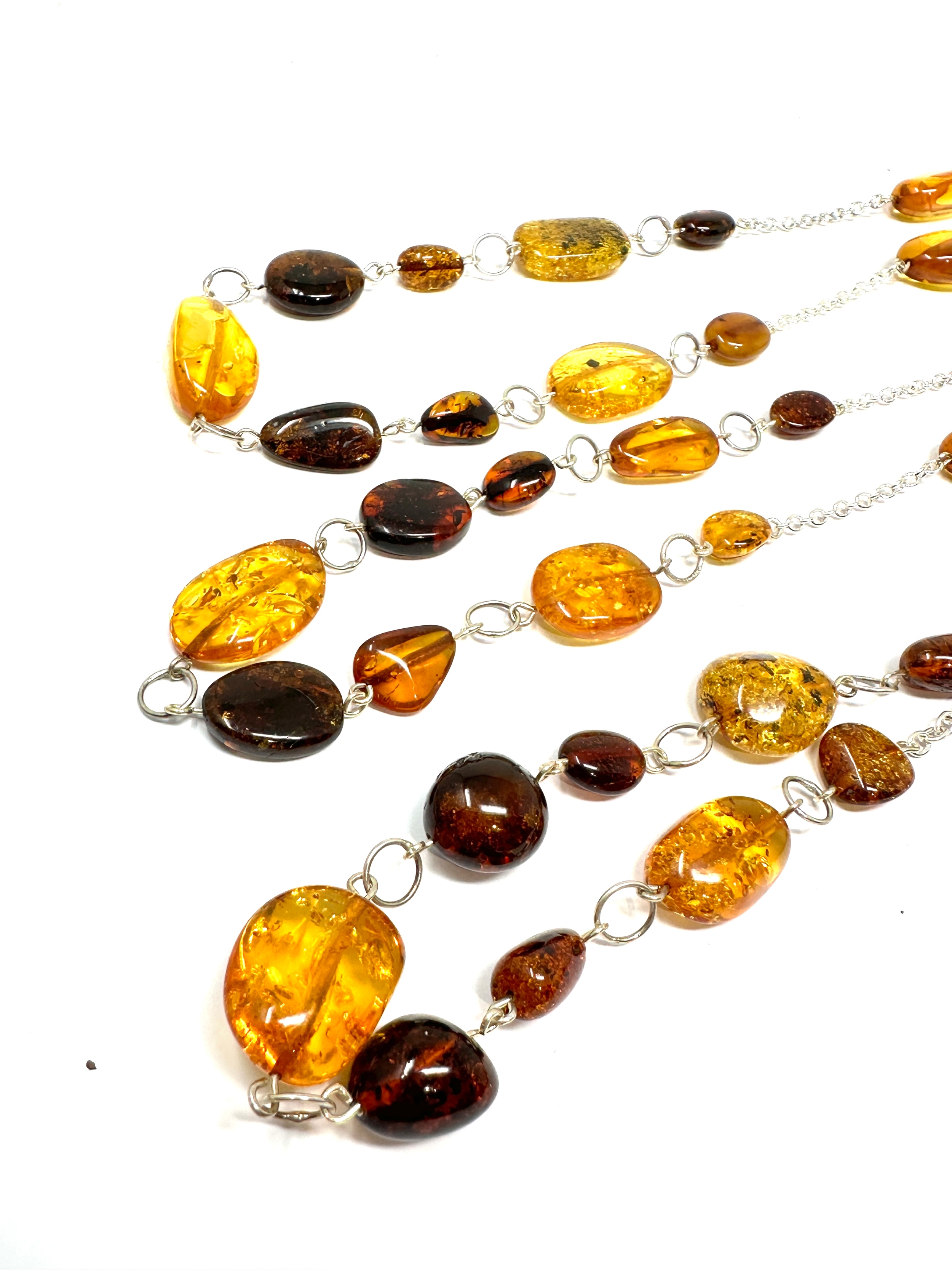 3 silver & amber necklaces weight 48g - Image 2 of 3