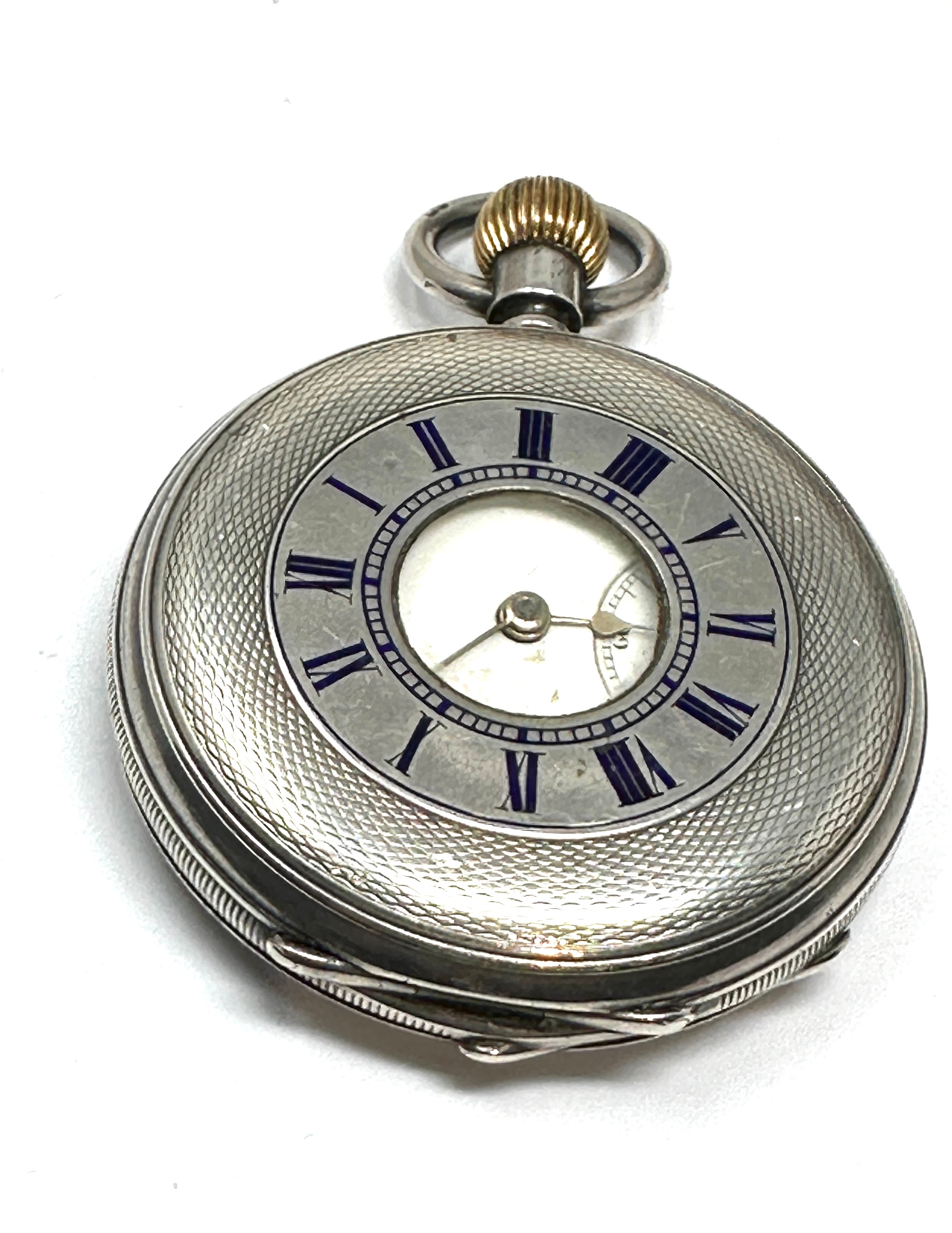 Antique silver half hunter pocket watch the watch is not ticking