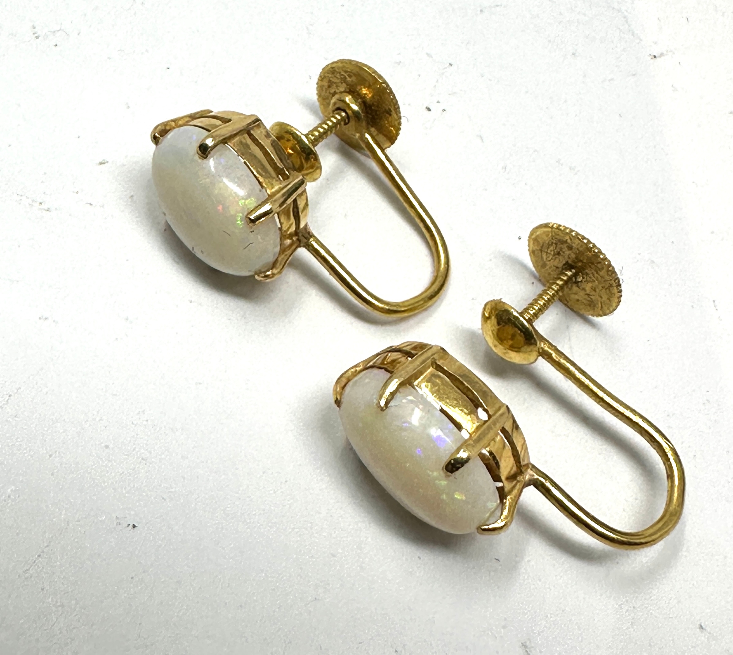 18ct gold opal earrings eack opal measures approx 10mm by 8mm weight 4g xrt tested as 18ct gold - Image 3 of 3