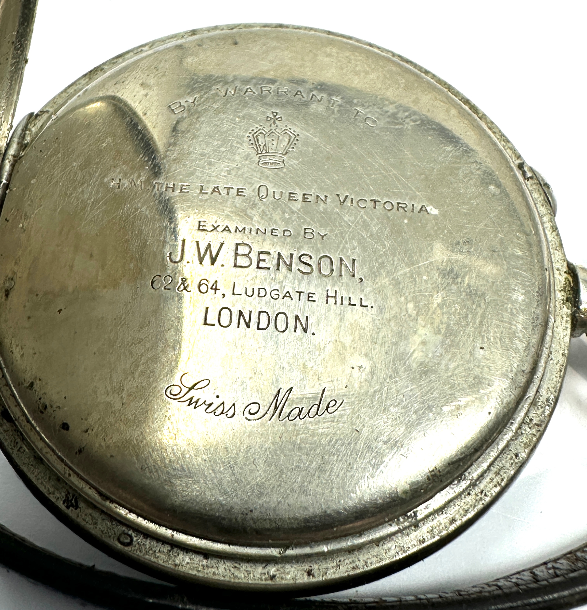 Antique military arrow marked open face pocket watch j.w.benson london the watch is ticking - Image 4 of 5