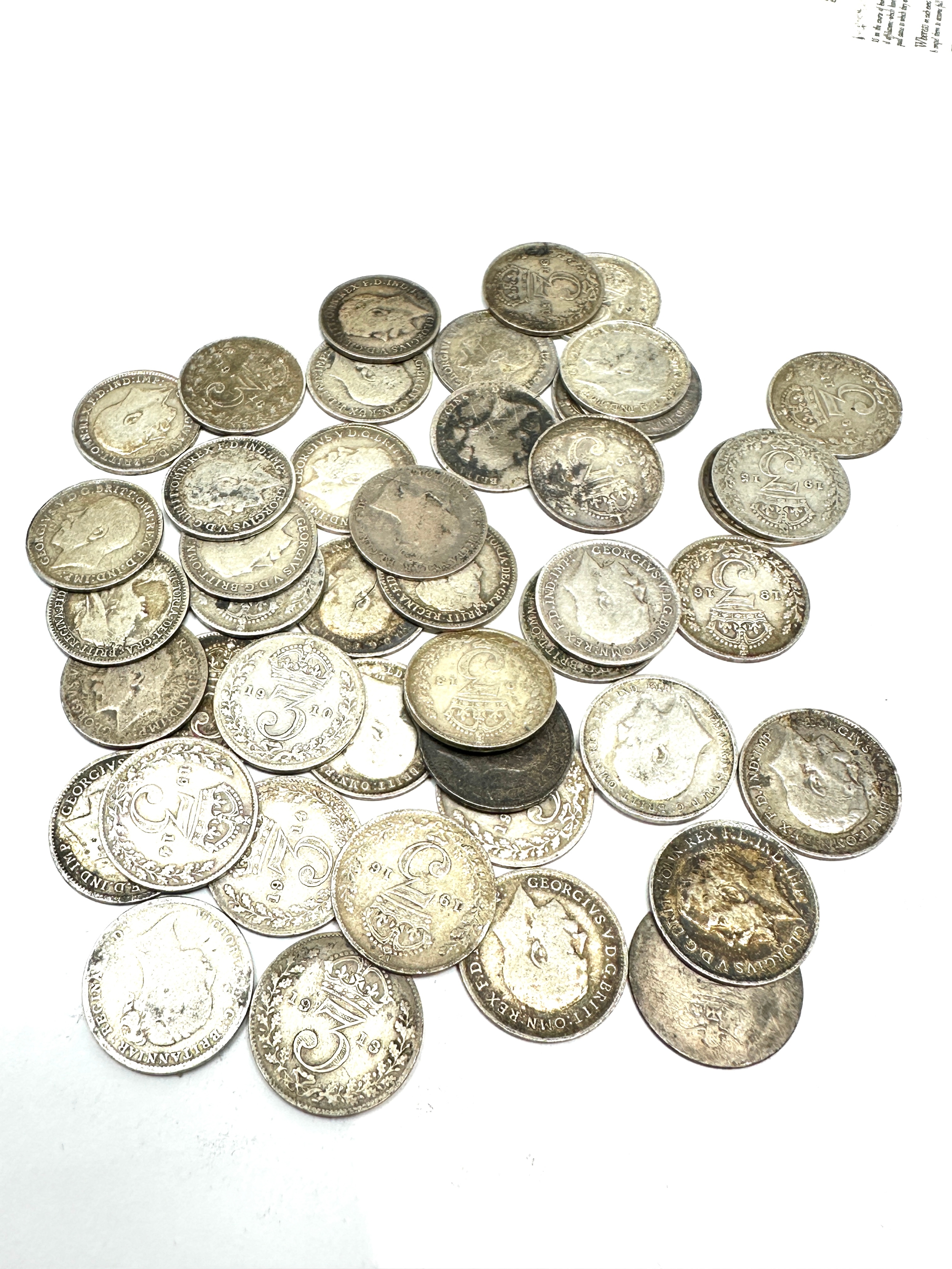 selection of pre 1920 silver three pence coins