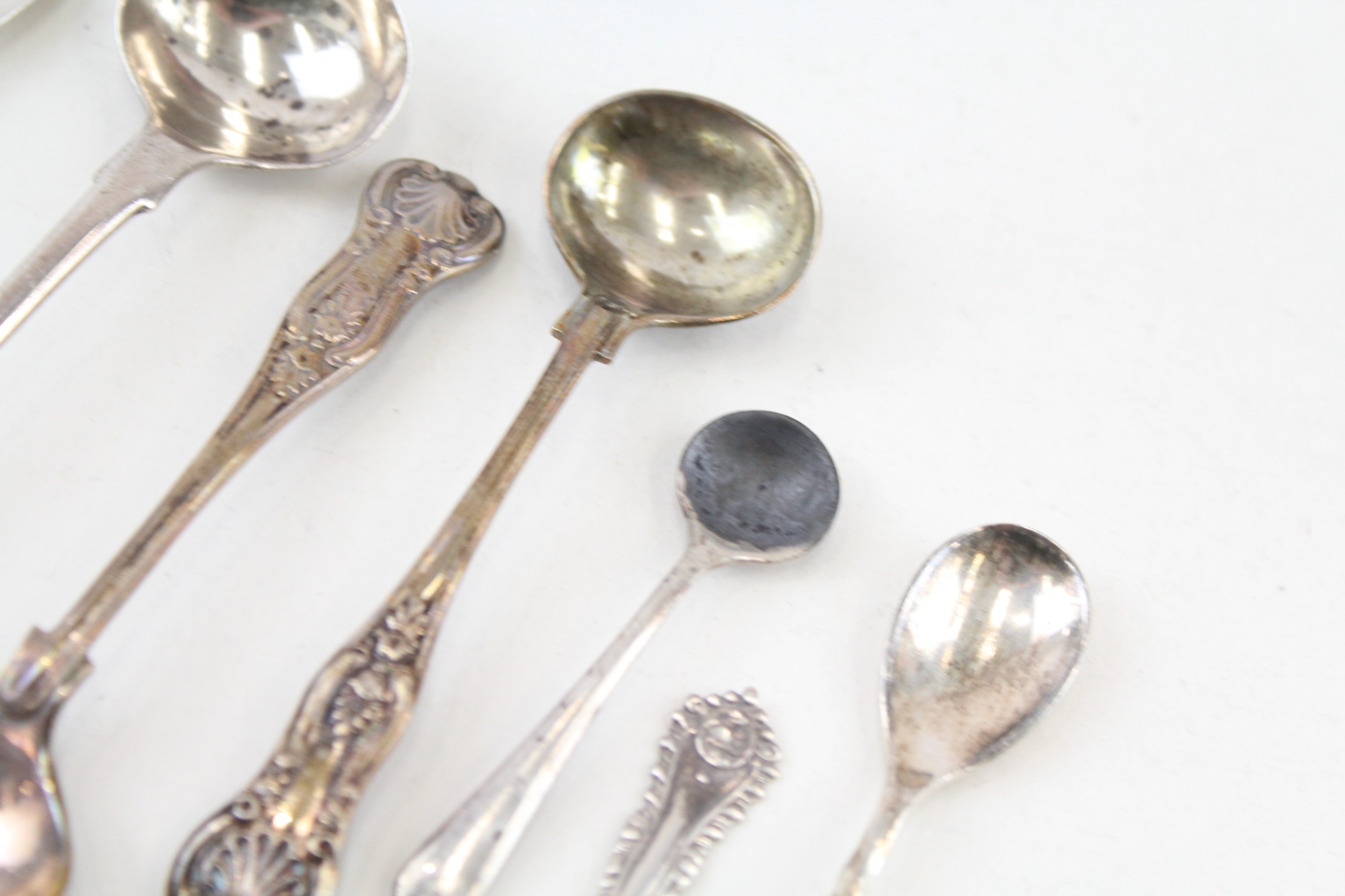 9 x .925 sterling condiment spoons inc georgian - Image 5 of 6