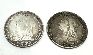 2 victorian silver crowns 1897 & 1898