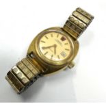 Vintage Ladies 0mega geneve megaquartz 32 KHz date gold plated quartz wristwatch the watch is