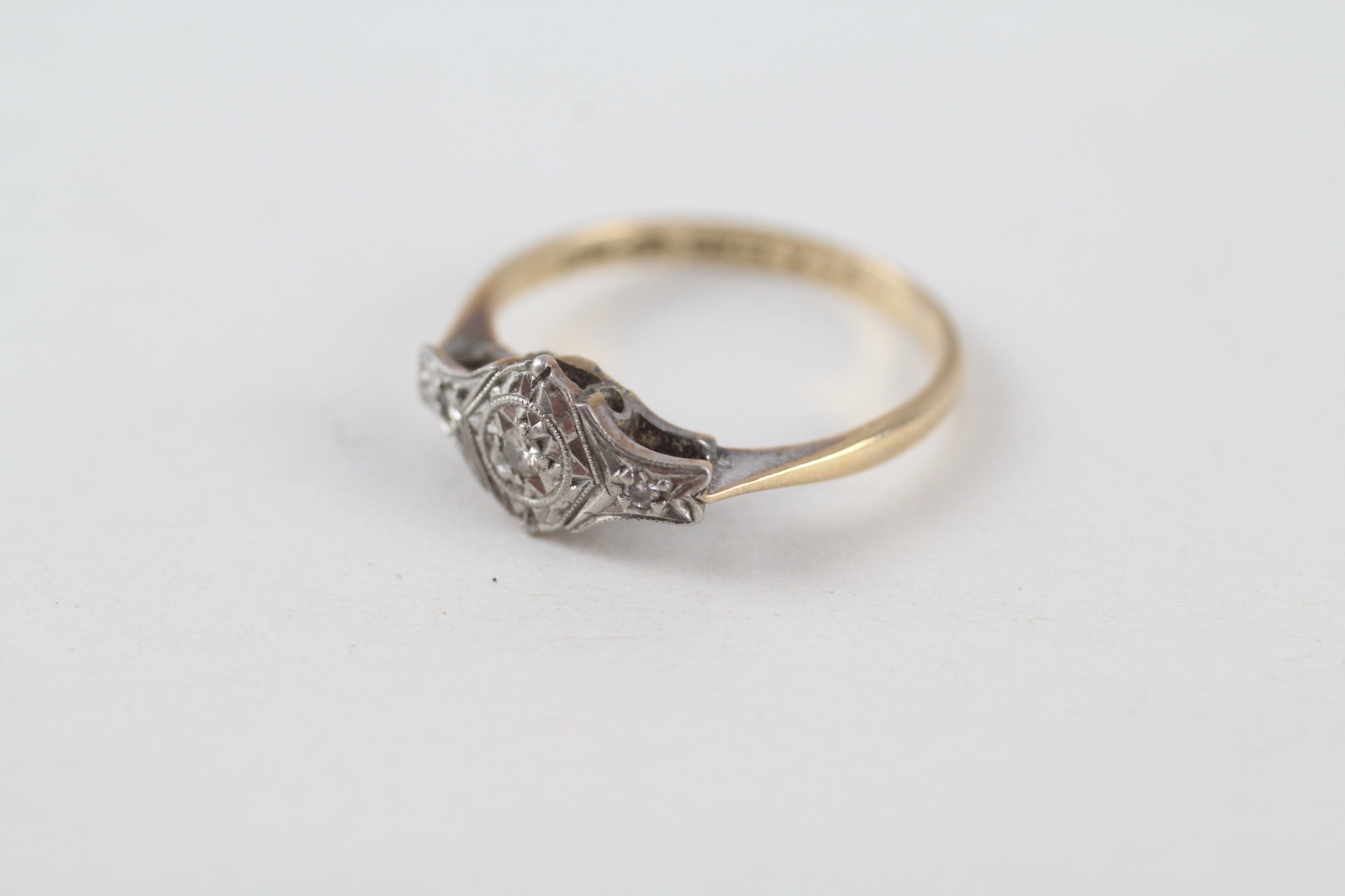 9ct gold & platinum vintage diamond dress ring (1.5g) - Image 4 of 4