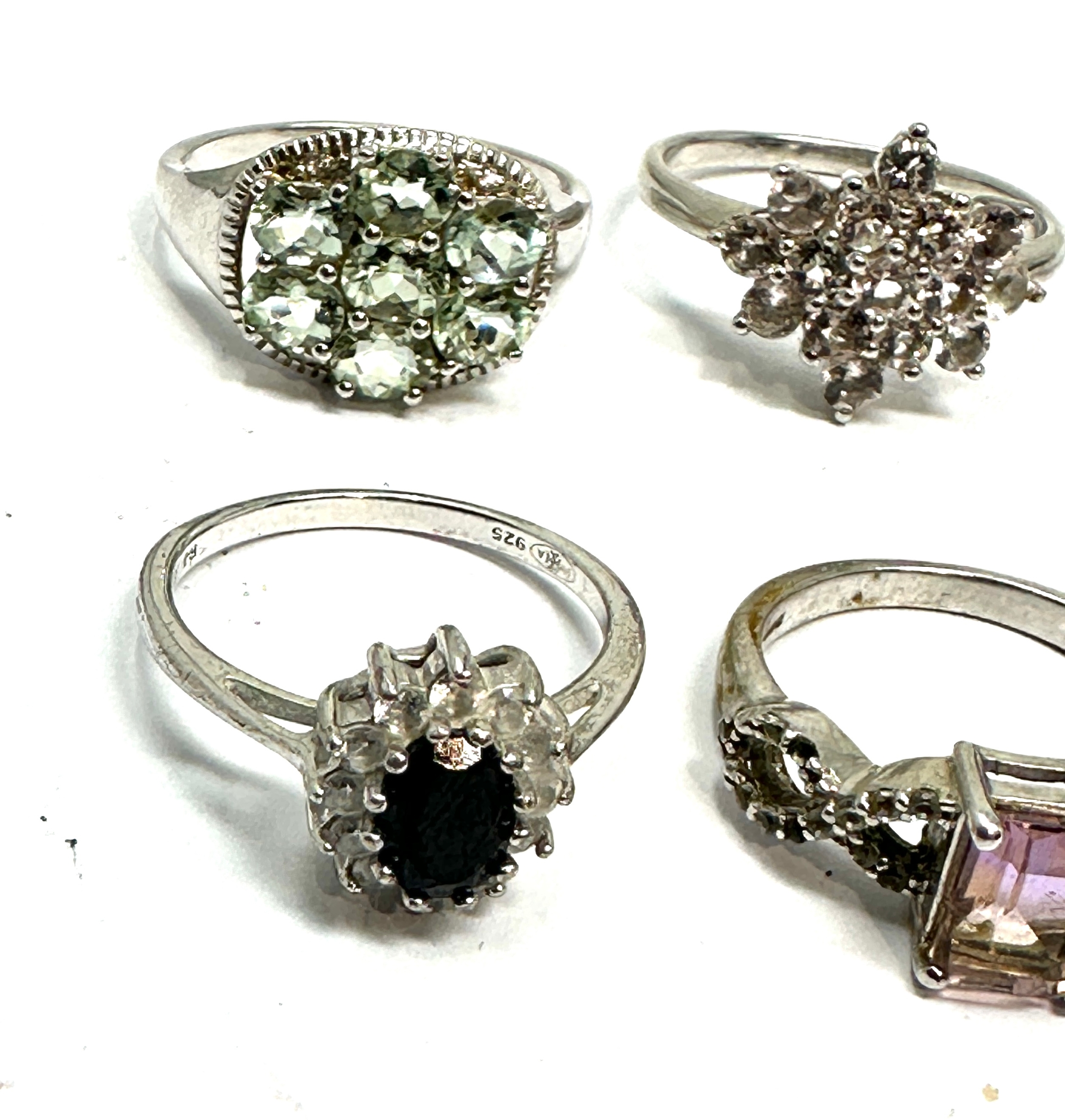 6 gemstone set silver rings weight 25g - Image 2 of 4