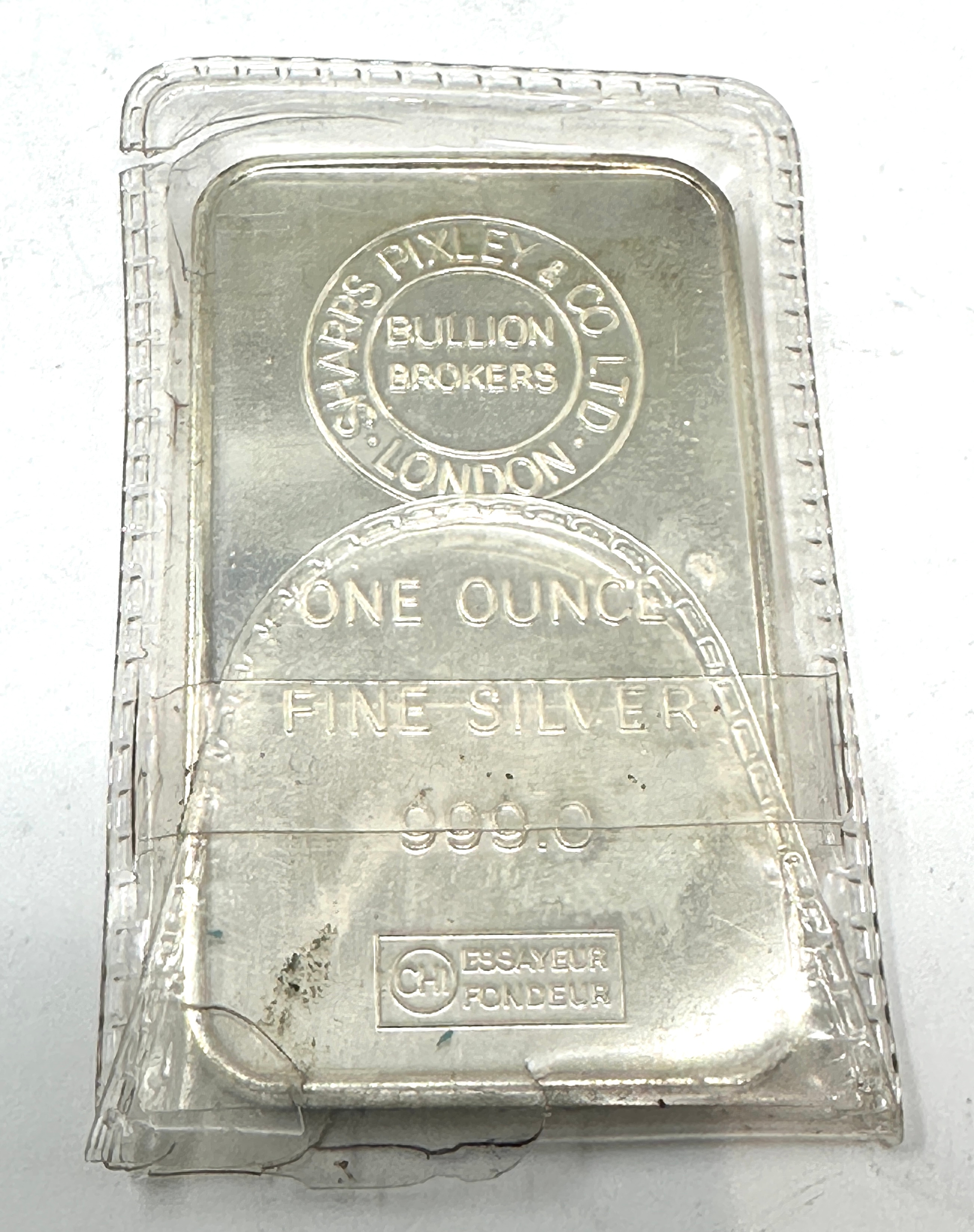 sharps pixley & Co one ounce fine 999.0 silver ingot bar