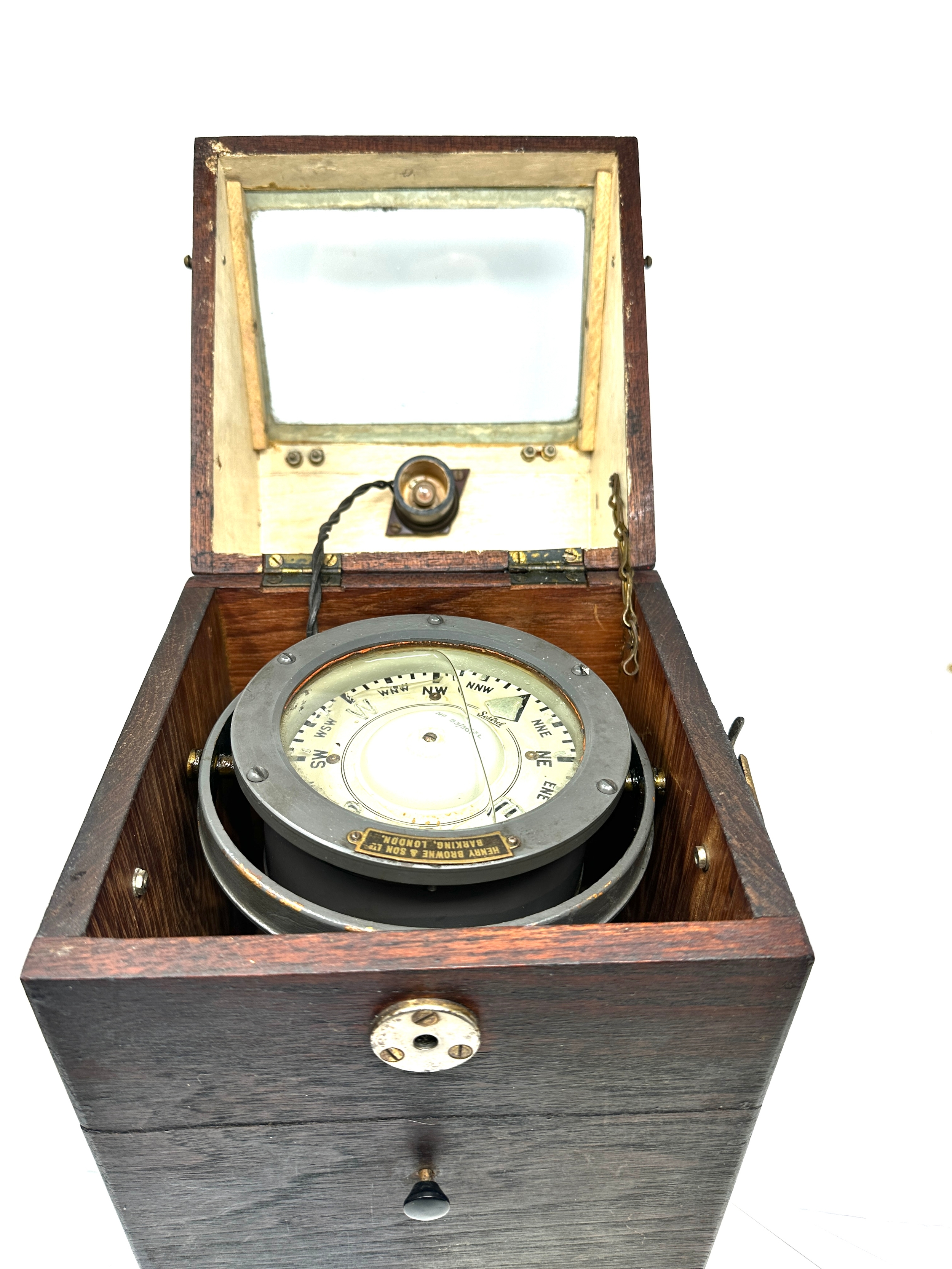 Henry Browne & Sons sestrel marine Ship Compass no b3/3013l in wooden case - Image 2 of 6