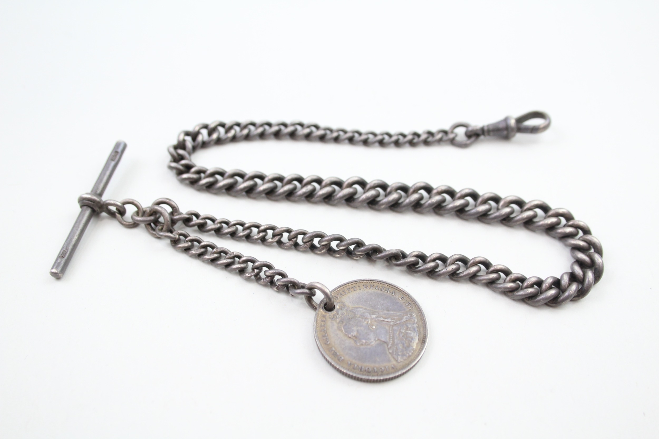 A silver Albert watch chain (43g)