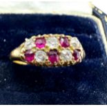 antique 18ct gold diamond & ruby ring weight 3g