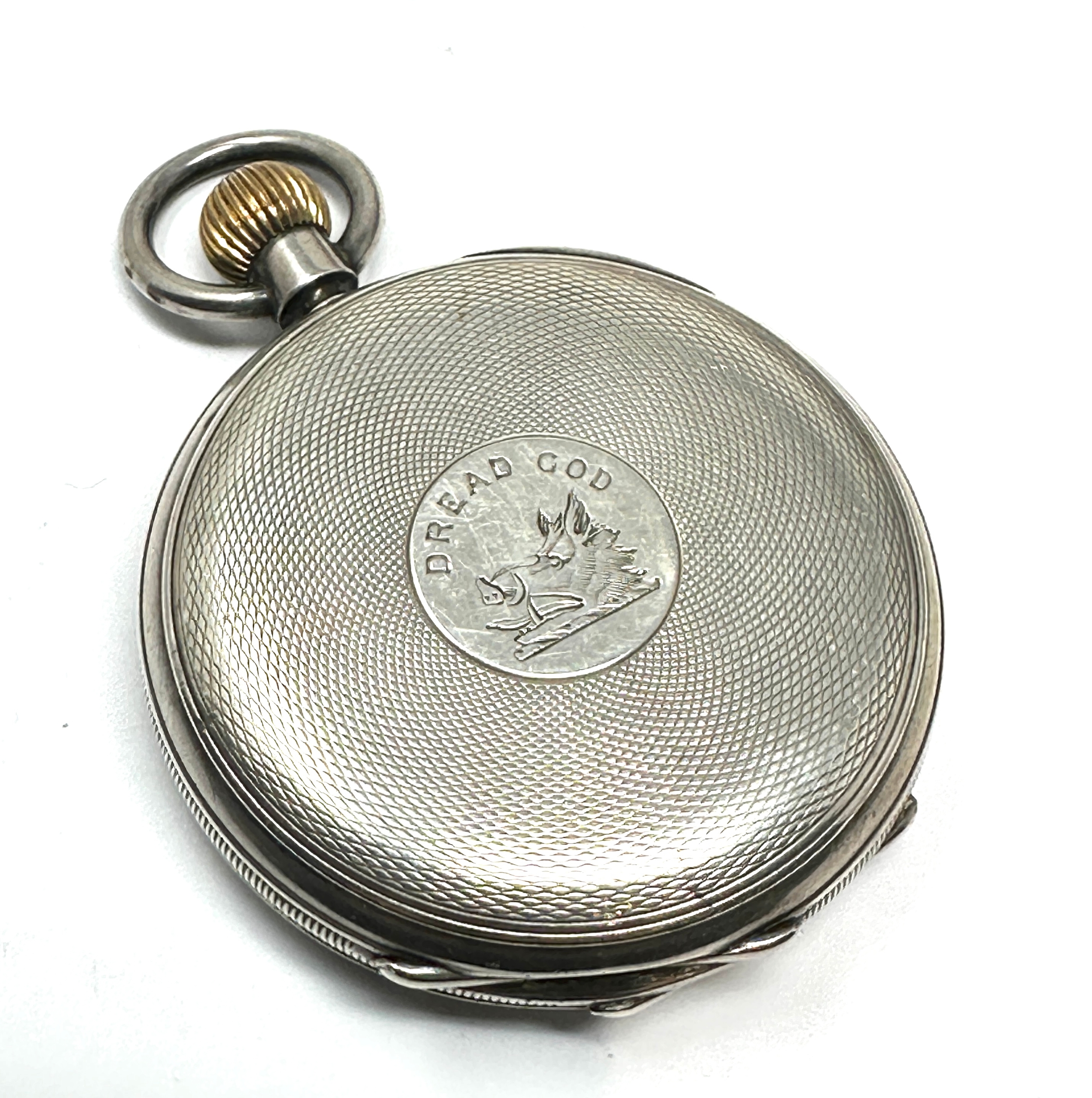 Antique silver half hunter pocket watch the watch is not ticking - Image 3 of 4