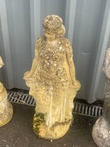 Tall concrete garden statue, height approximately 30 inches