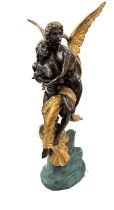 Heavy brass cold painted angel nude figure, approximate height 26 inches