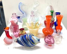 Selection of assorted coloured glassware