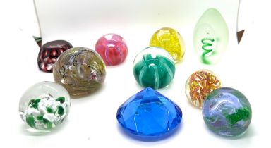 Selection of assorted glass paper weights