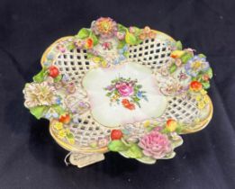 Vintage lattice floral bowl marks to base diameter 11 inches