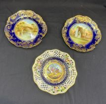 Selection of 3 vintage wall plates, overall diameter 9 inches with makers marks