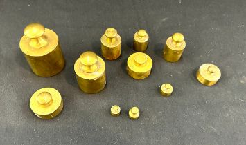 Selection of vintage bell brass weights