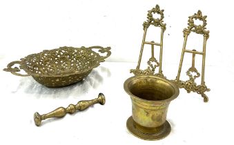 Selection of brassware includes easels etc