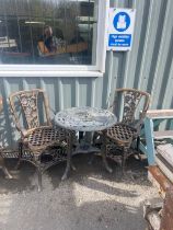 Plastic garden table and two chairs bistro set