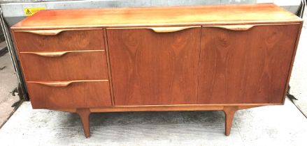 Teak 3 Drawer 2 door sideboard 30 inches tall 17 inches deep 60 inches wide