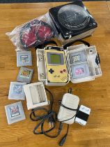 Vintage gameboy and games with Grundig and Sony head phones, untested