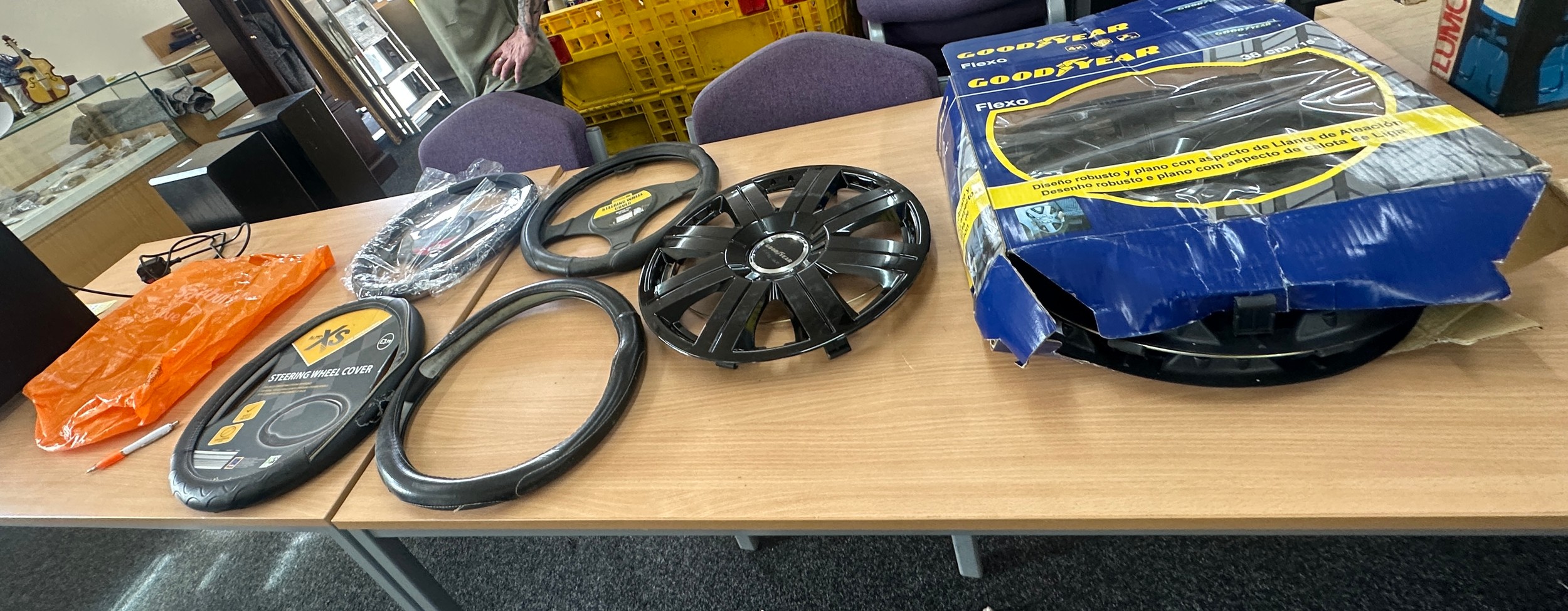 Selection of steering wheel covers and good year Flexo 15 inch wheel trims