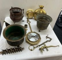 Selection of metal ware includes brass copper etc