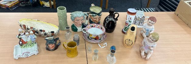 Selection of China to include Wade tea pot, Slyvac, Royal Doulton character jugs etc