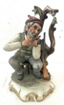 Signed Capodimonte game keeper figure overall height 10 inches