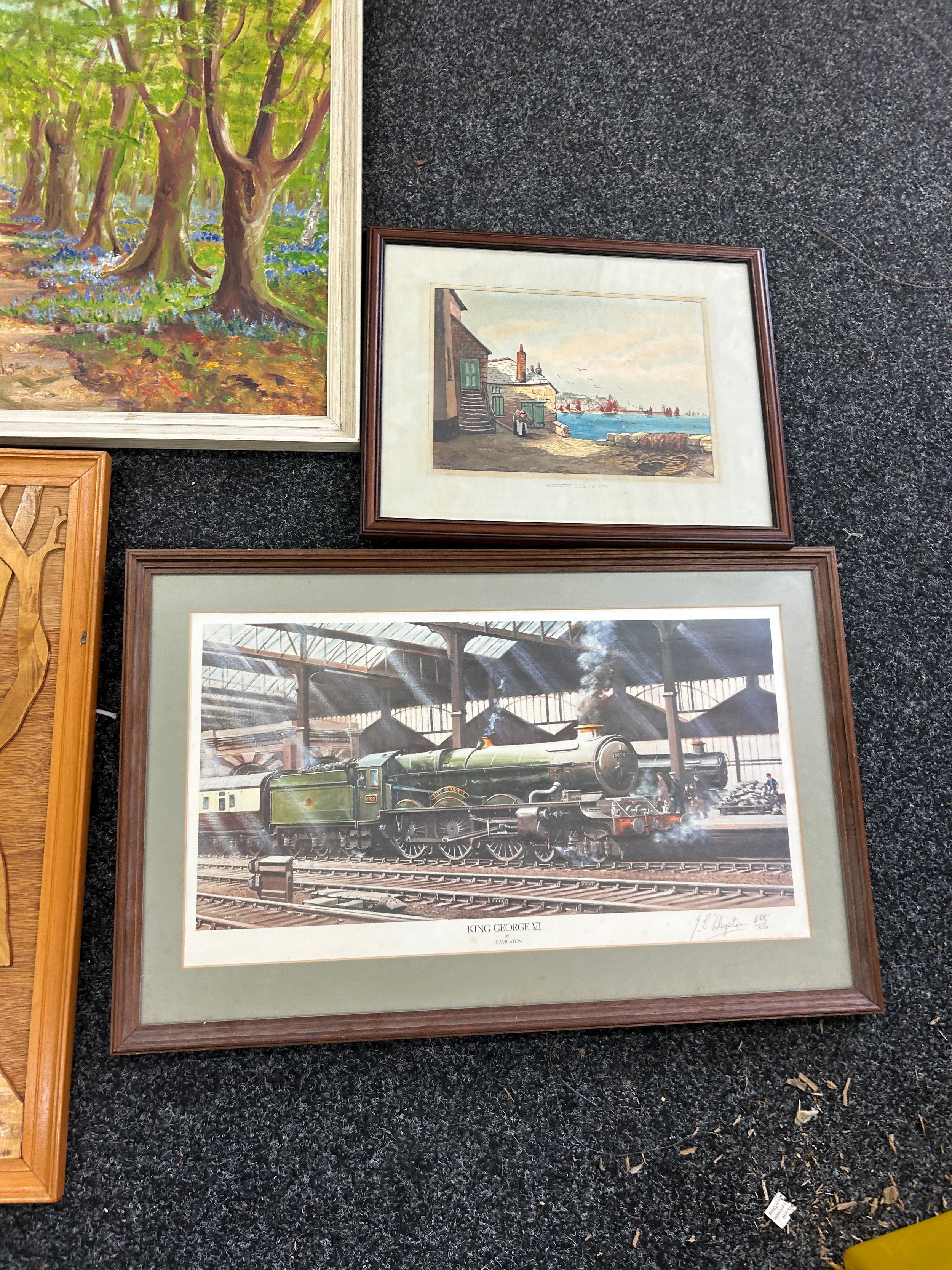 Selection of 4 Framed pictures and prints EM Brooks oil on boards etc - Image 2 of 6