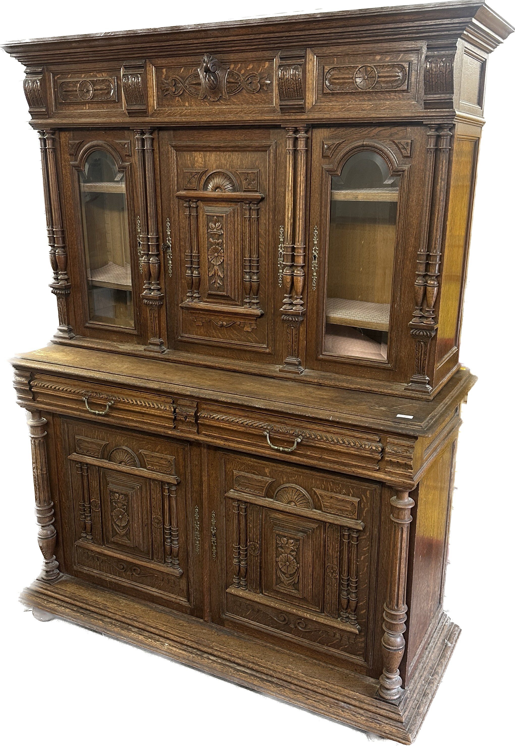 Antique Dutch carved dresser measures approx 75 inches tall 55 inches wide and 22 inches deep - Image 2 of 3