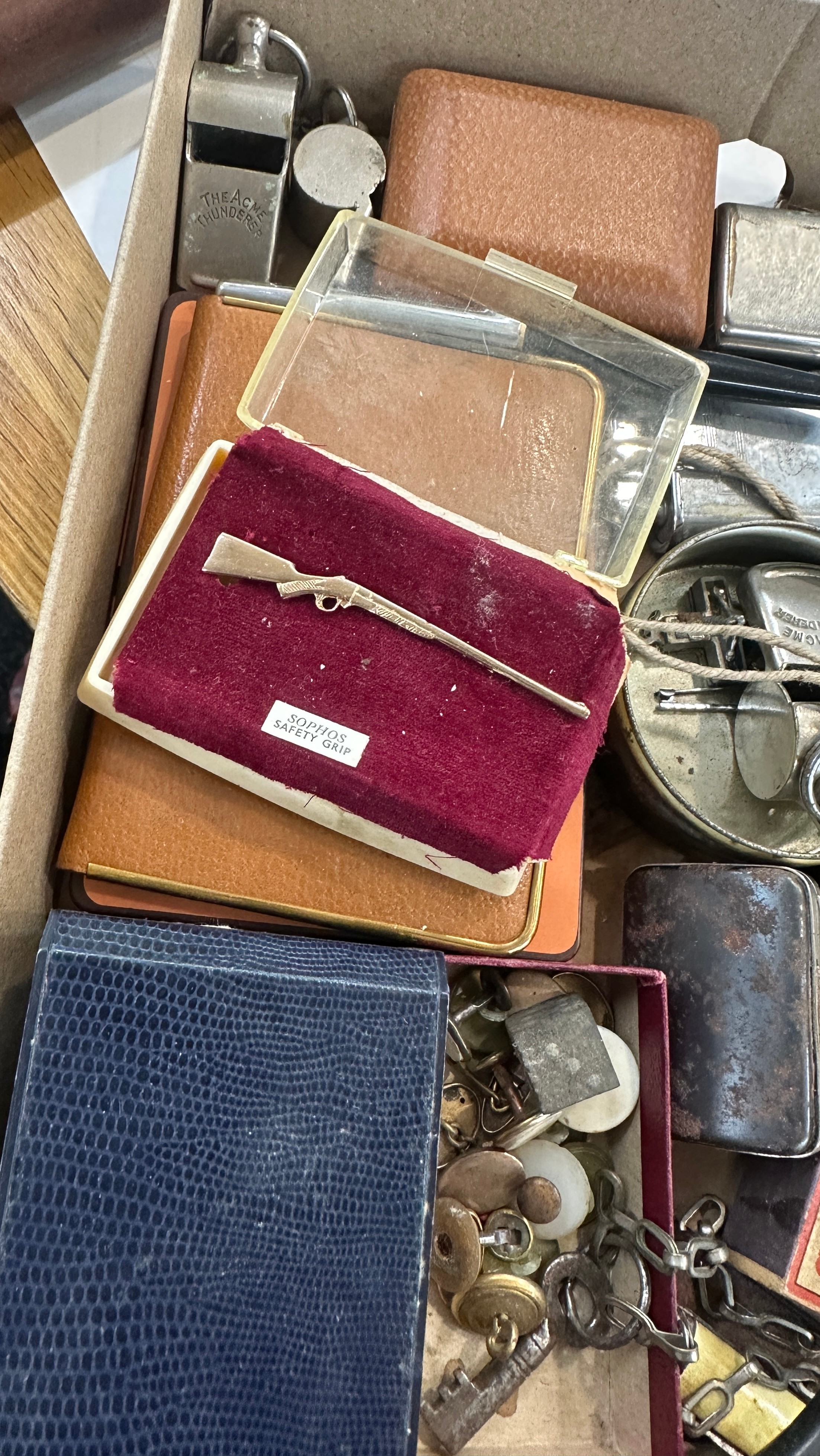 Box of bygones to includes whistles, lighters, pens knifes etc - Image 3 of 3