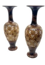 Pair of Royal Doulton Lambeth ware vases 10.5 inches tall