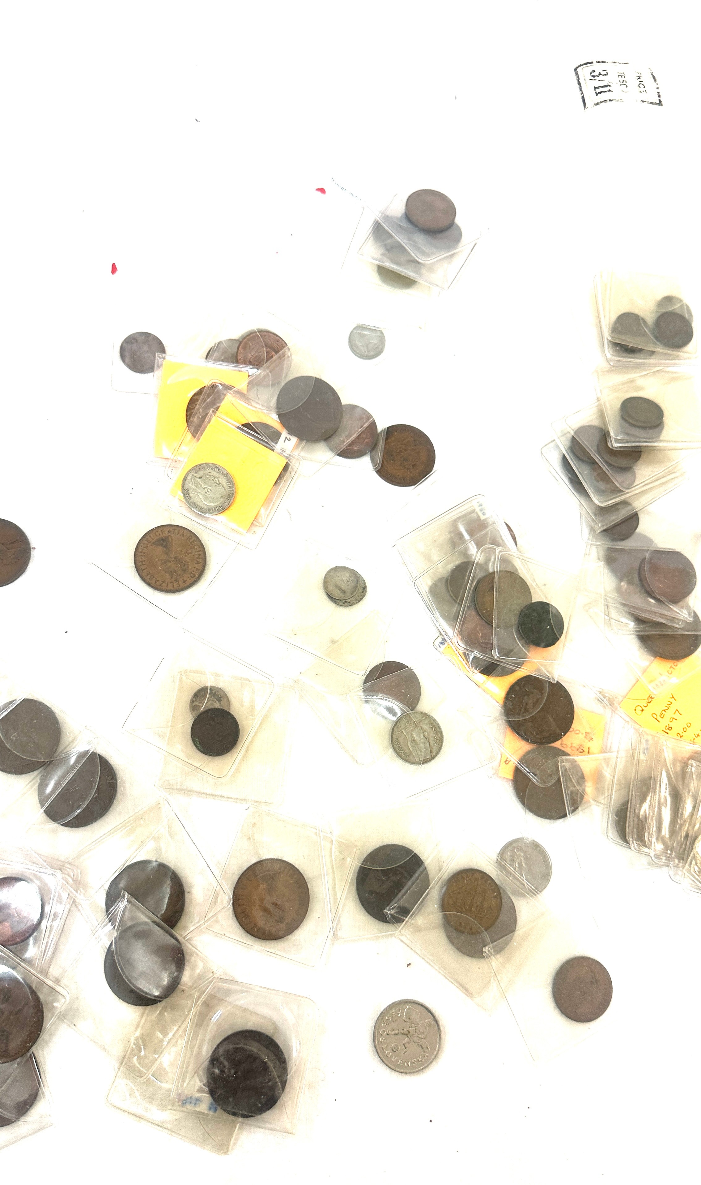 Quantity of vintage coins, pennies and foreign some silver along with a collection of cigarette - Image 3 of 5