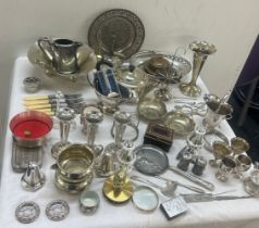 Selection of silver plated items to include candle sticks etc