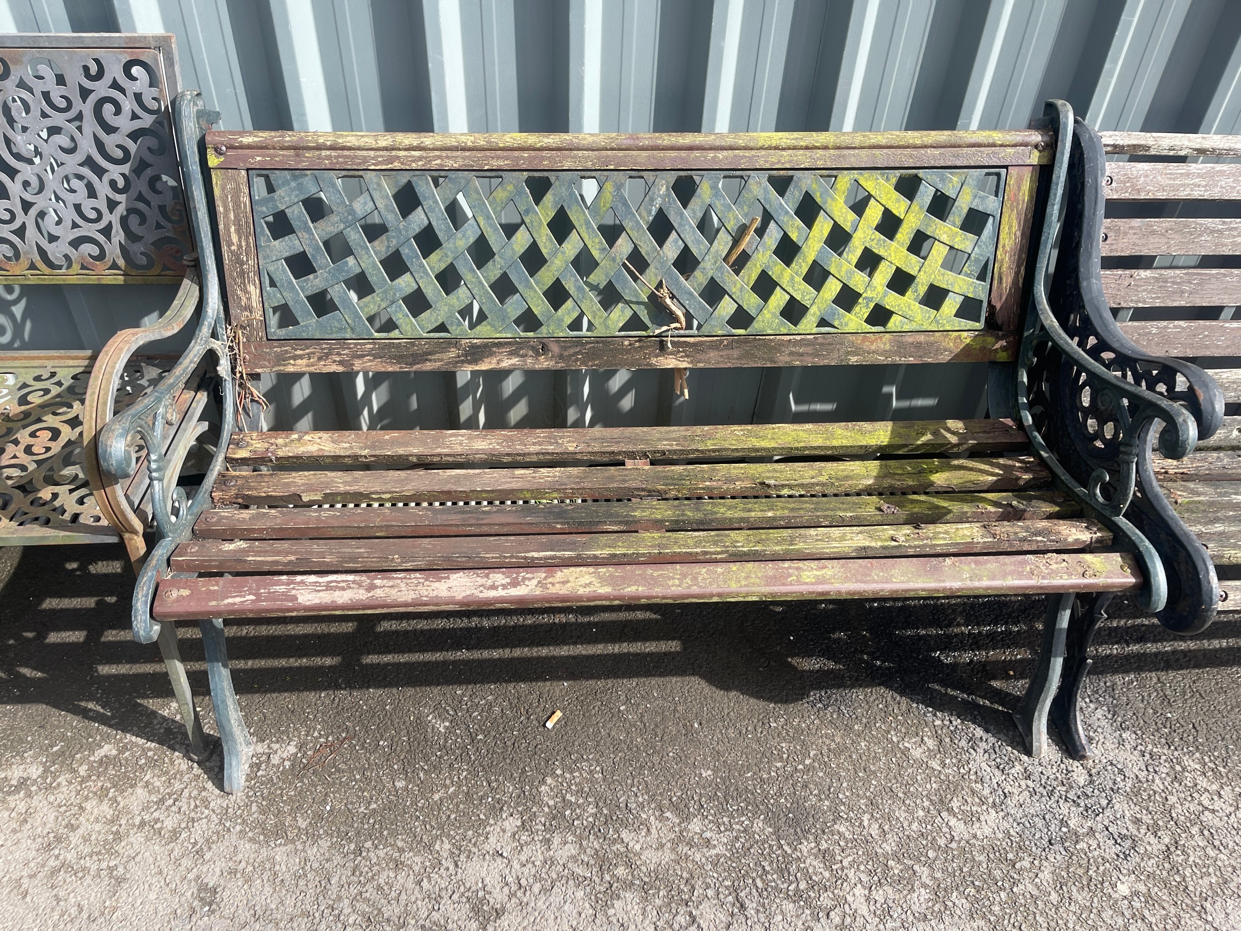 Vintage Cast iron end bench measures approximately