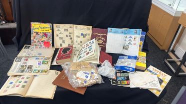 Large selection of vintage assorted books about stamps and stamps