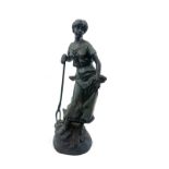 Vintage bronzed figure of a lady overall height 15 inches